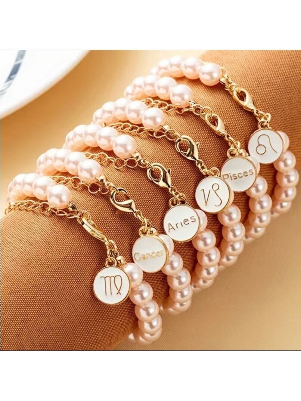 Aries 14k gold horoscope beaded adjustable chain bracelet - Picture 2 of 2